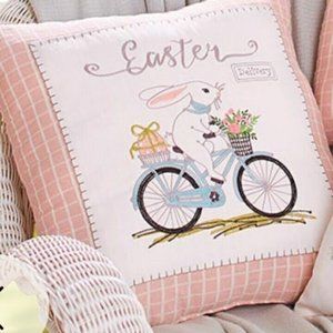 Accent Throw Pillow Bunny Bike Delivery Easter